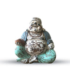 Vintage Hand Carved Buddha Statue, 30 cm, Blue Mint Happy Buddha