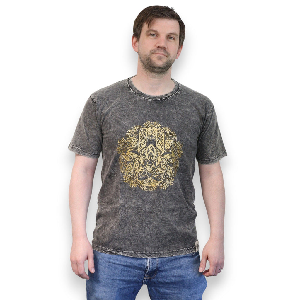 Nomad Sari Stonewashed T-Shirt - Hamsa - Dark Grey - Medium
