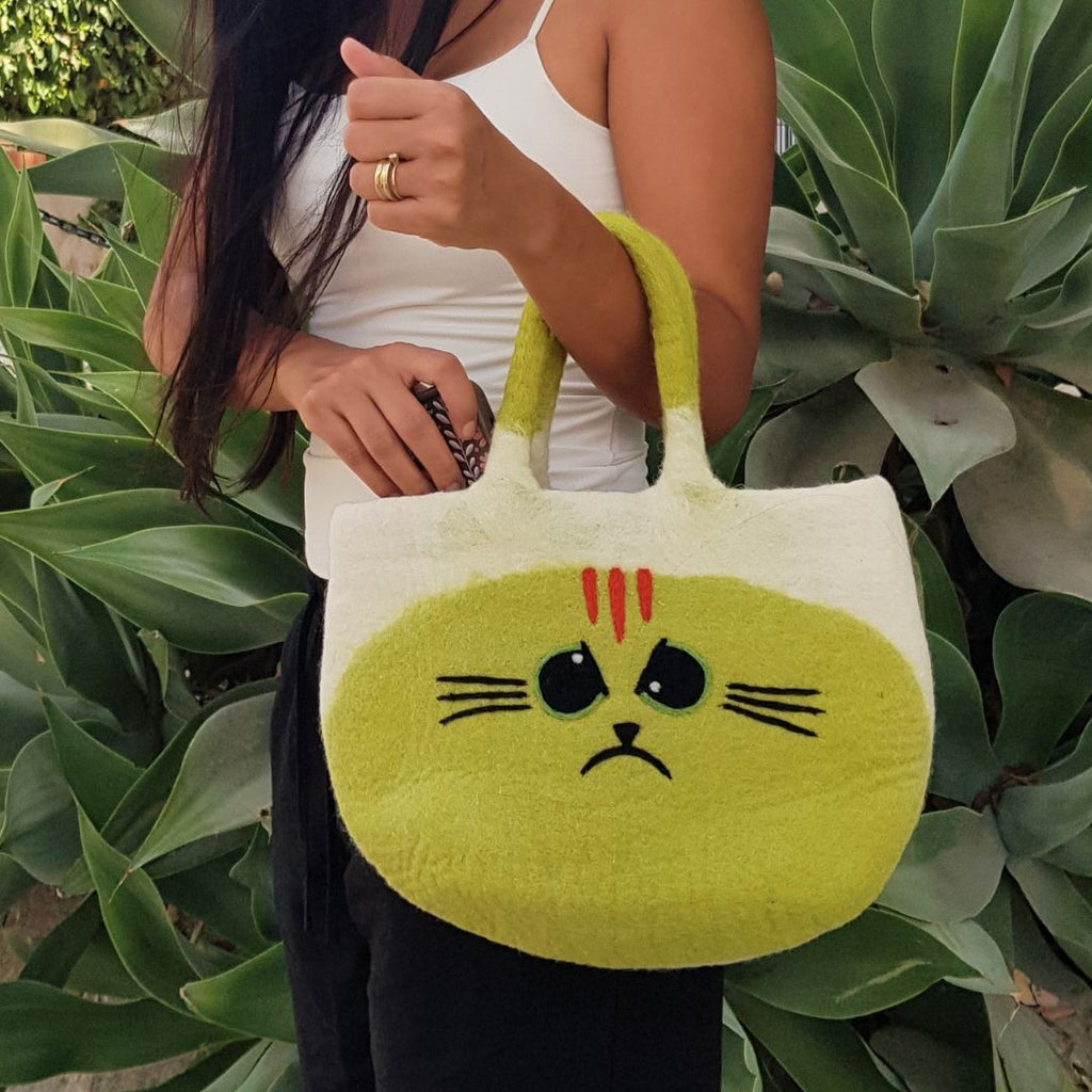 Large Grumpy Cat Felted Bag with Felt Handles – view 2