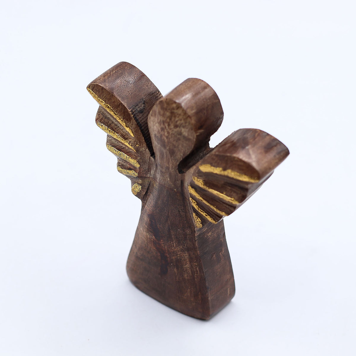 Small Mango Wood Angel - Gold Wings, 12cm – view 6