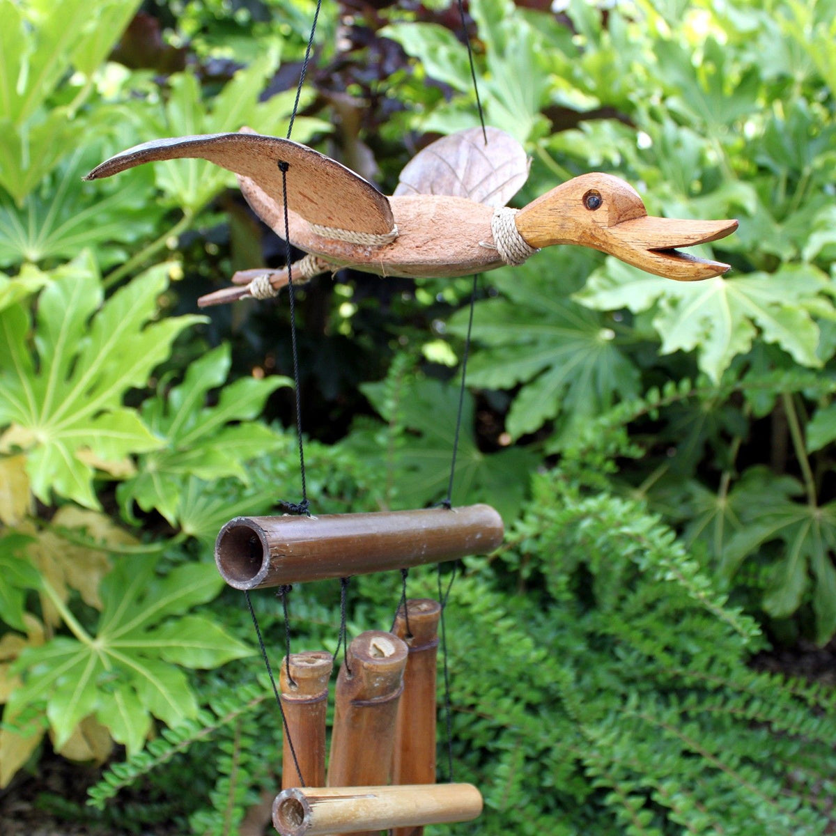 Coconut Duck Wind Chime, Bamboo, Approx. 1 m