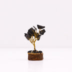 Black Agate Mini Gemstone Tree on Wood Base, 15 Stones