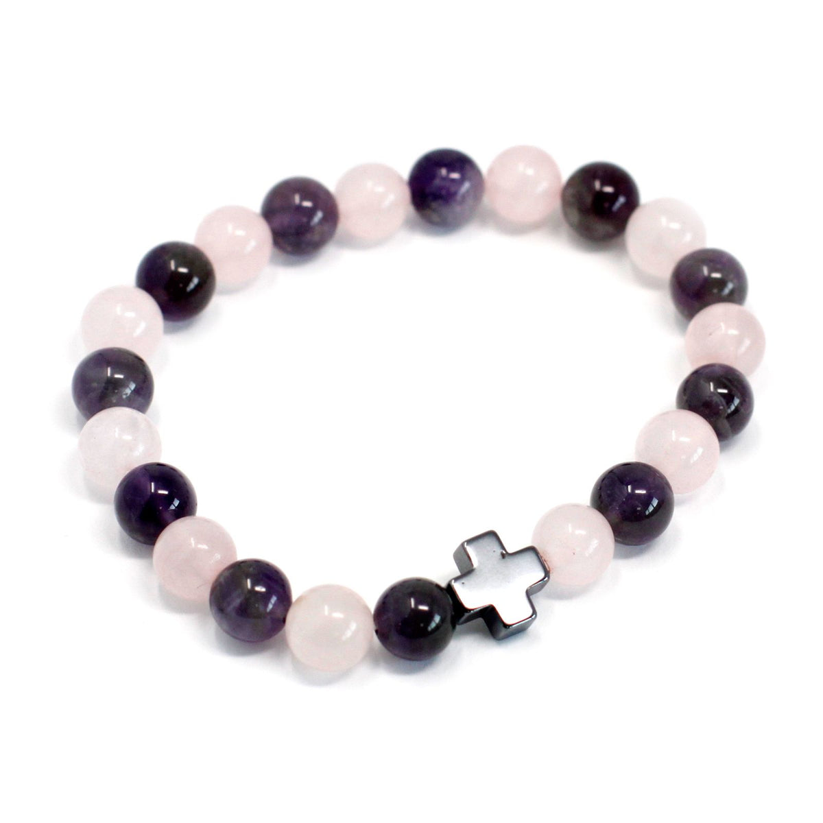 Love Friendship Bracelet Set - Amethyst & Rose Quartz – view 3