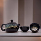 Black Glaze Ceramic Teapot Set - Pot & Two Cups – view 4