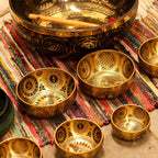 Brass Etched Singing Bowl Set of 4 - Approx 3.85kg – view 7