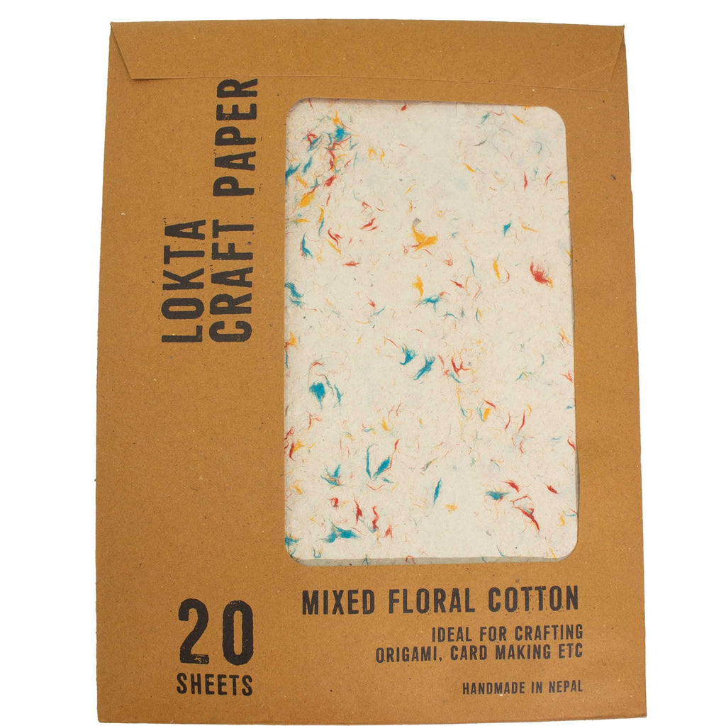 A4 Lokta Paper Pack, Mixed Floral Cotton, 20 Sheets – view 2