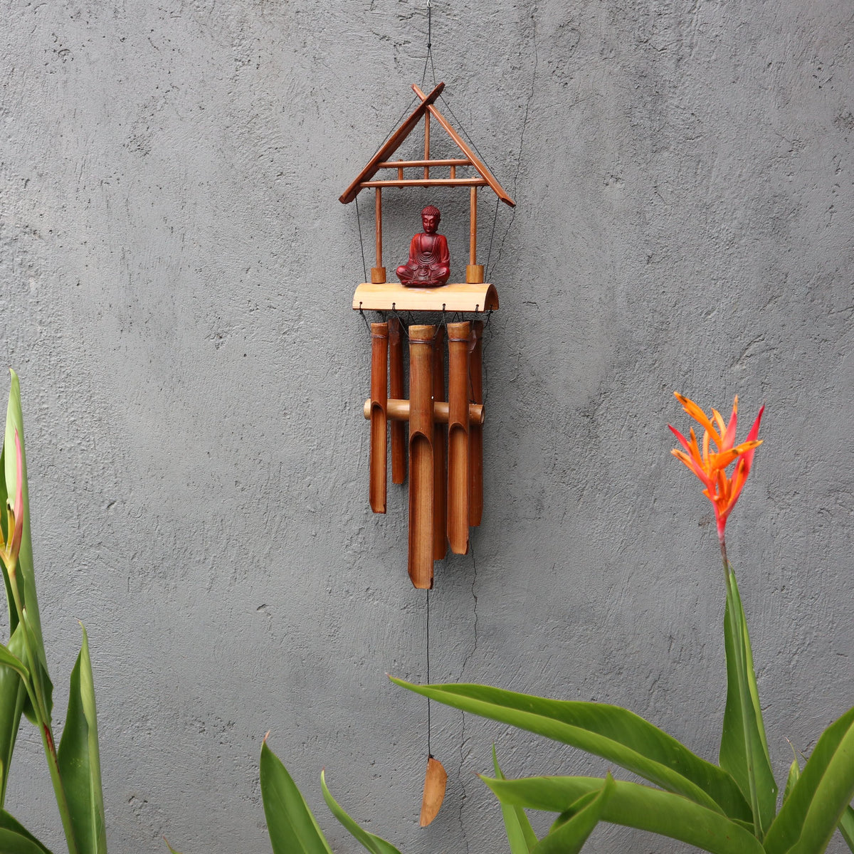 Bamboo Wind Chime - Brown Buddha 6 Tubes