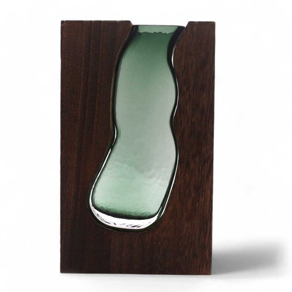 Glass Vase & Terrarium, Dark Tung Wood, 14.5x5x23cm