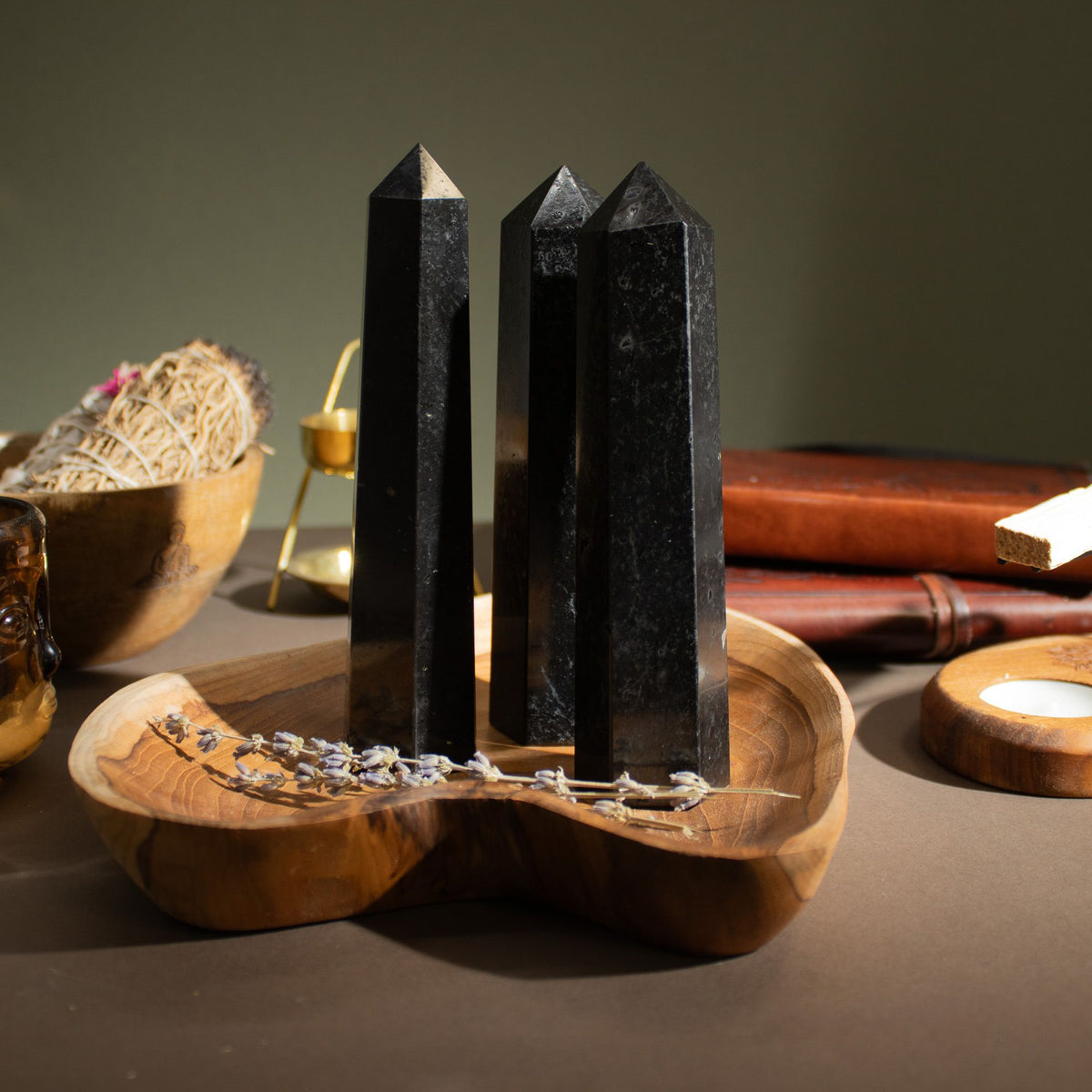 Black Tourmaline Six Face Obelisk Point approx 17cm – view 5