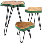Set of 3 Gamal Wood Plant Stands - Greenwash – view 5