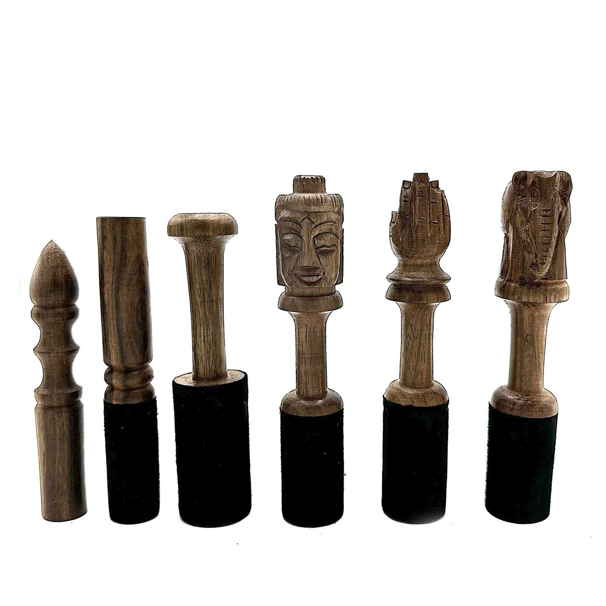 Holzklöppel 14cm mit Buddha-Schnitzerei für Klangschale