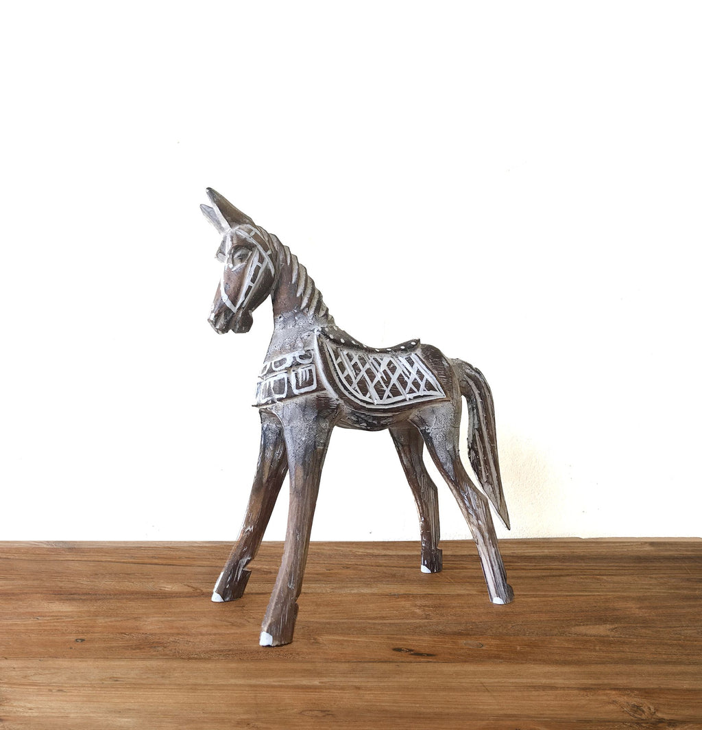Large Antique Wood Horse Statue, 32 cm – view 2