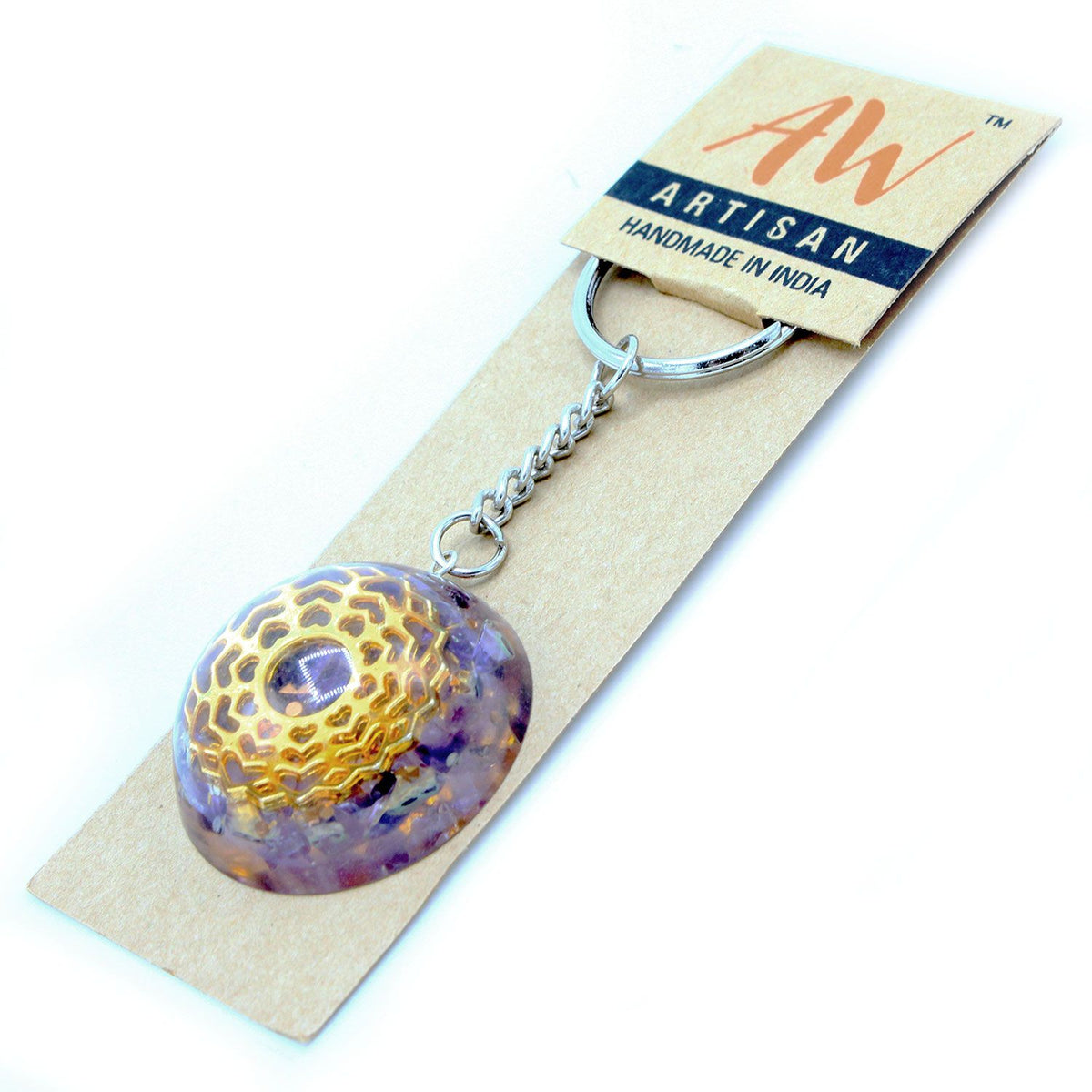 Orgonite Power Keyring - Amethyst Mandala Hearts – view 2
