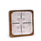 Enamelled Mango Wood Square Trinket Tray 15x15x2.5cm – view 2
