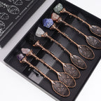 Set of 7 Gemstone Crystal Spoons in Bronze Tone – view 3