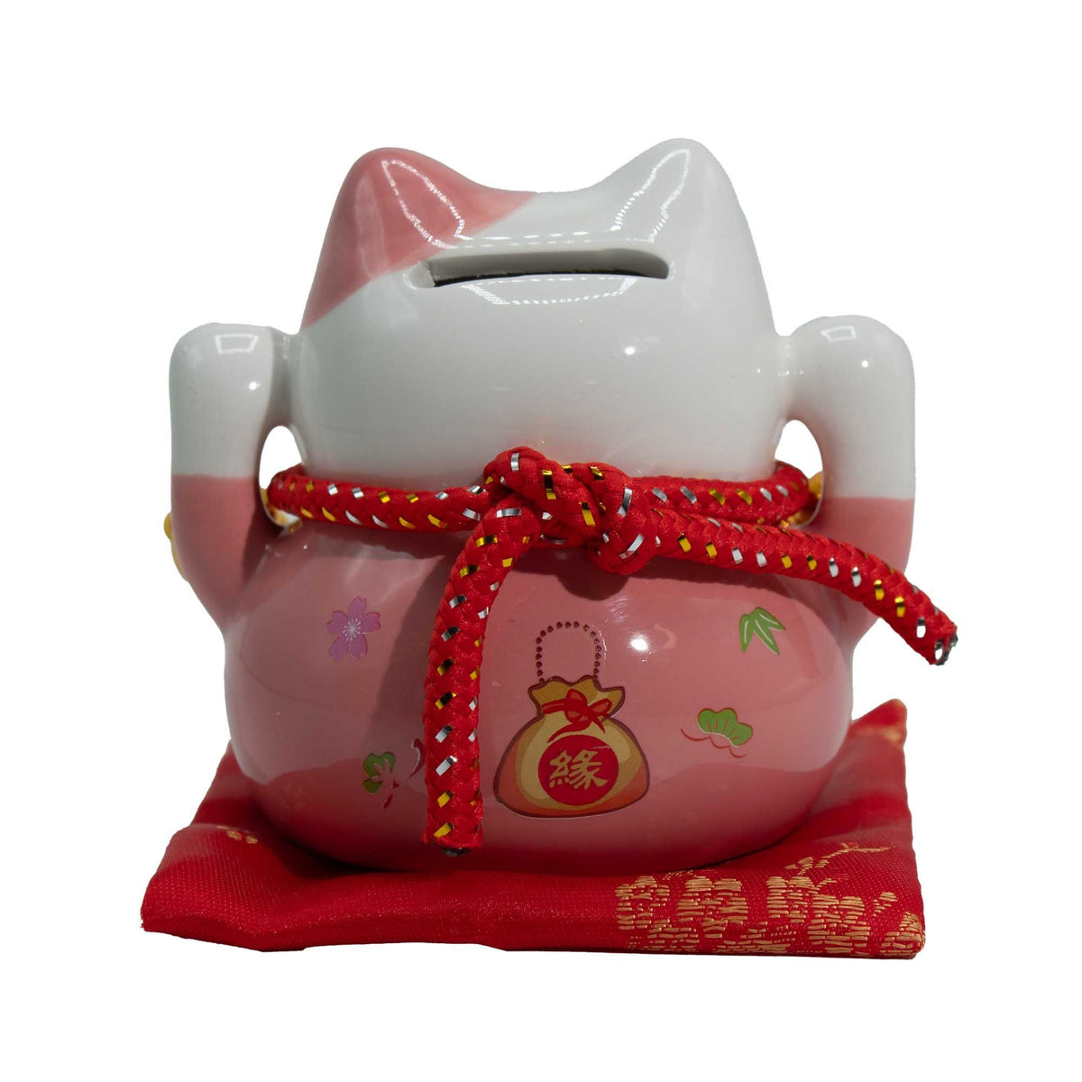 Money Cat Coin Bank on Cushion - Pink