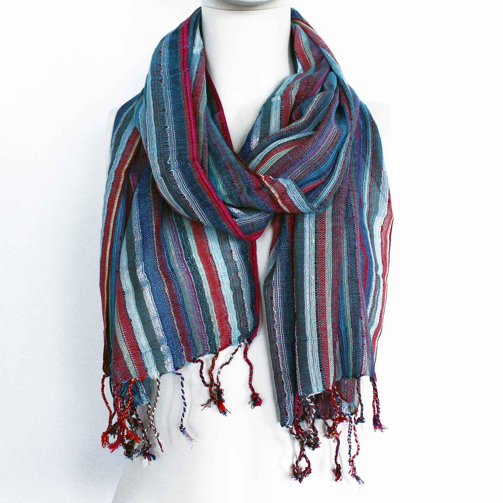 Indian Boho Scarf - 50x180 cm - Random Blues – view 3