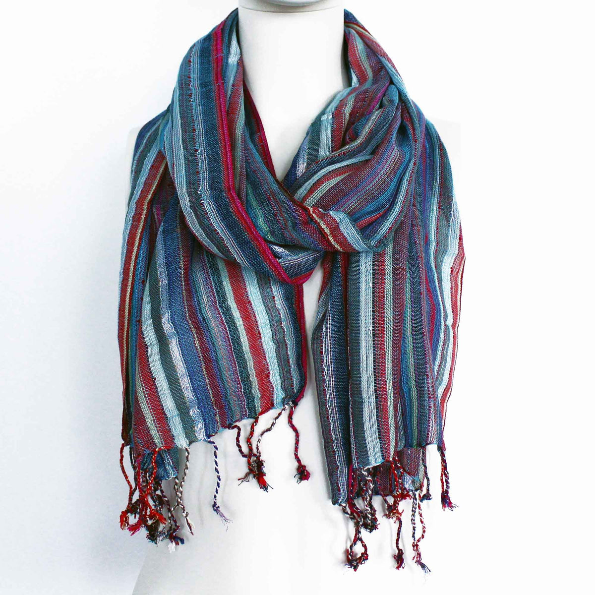 Indian Boho Scarf - 50x180 cm - Random Blues – view 3