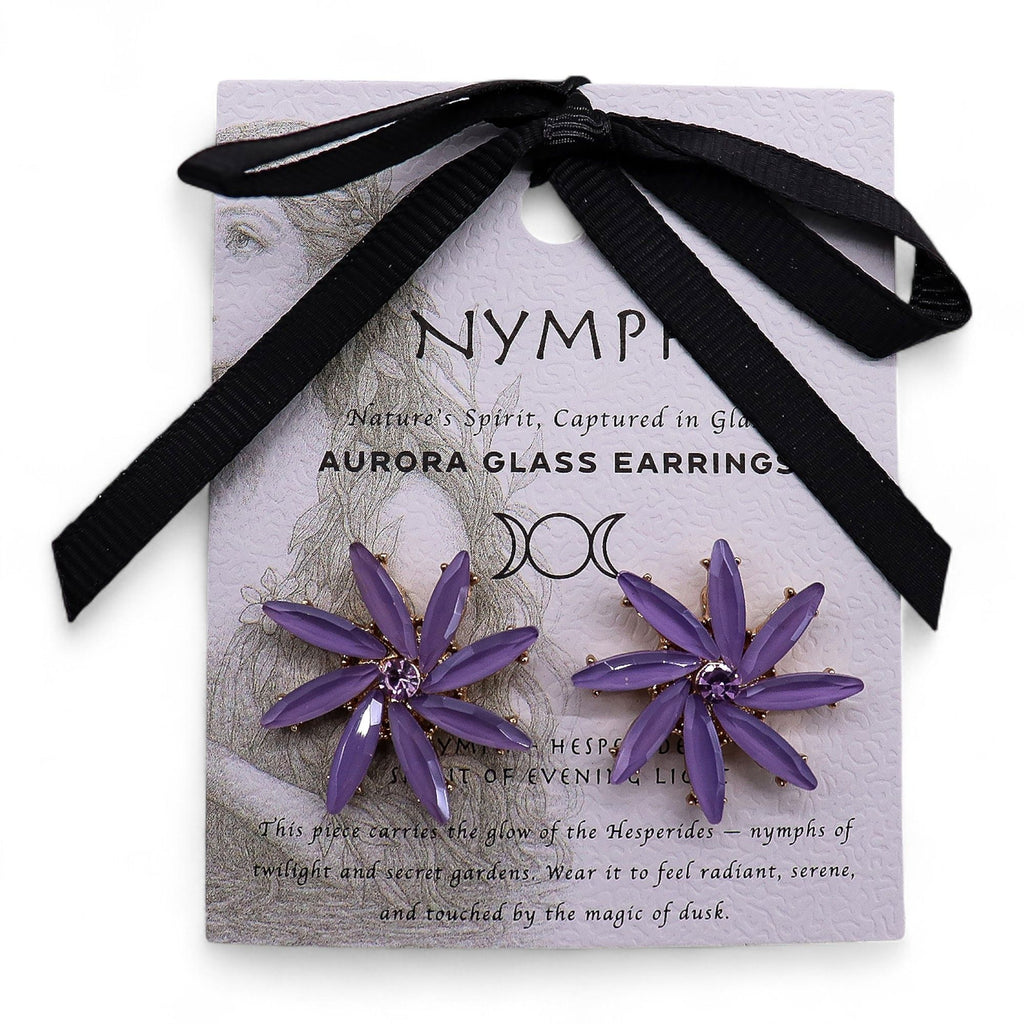 Nymph Lavender Flower Glass Earrings – view 2