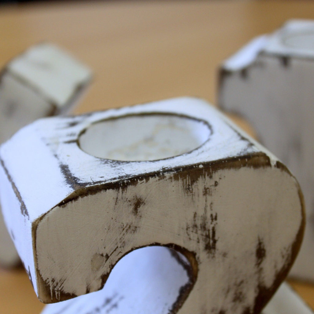 Wooden Number 6 Candle Holder – view 2