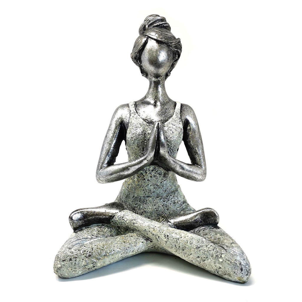 Yoga Lady Figure, Silver and White, 24 cm – view 2