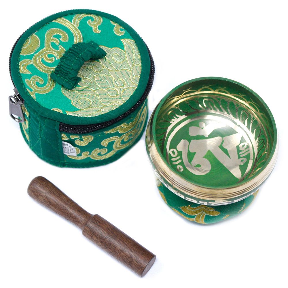Mini Singing Bowl Gift Set - Green Pouch – view 4