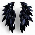 Nymph Jet Black Angel Wings Glass Earrings