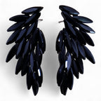 Nymph Jet Black Angel Wings Glass Earrings
