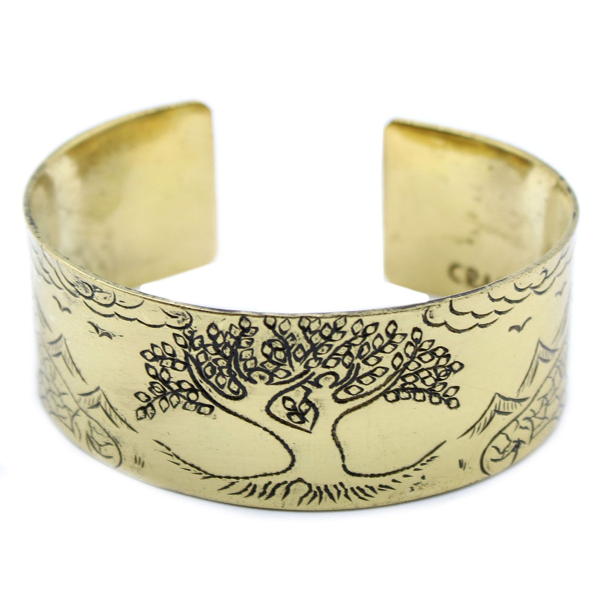 Solid Brass Tibetan Mantra Bracelet - Tree of Life