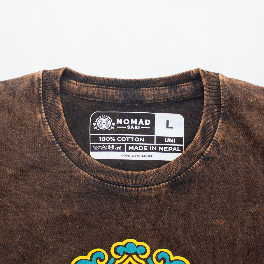 Nomad Sari Stonewashed T-Shirt - Sun & Zodiac - Brown - Large – view 3
