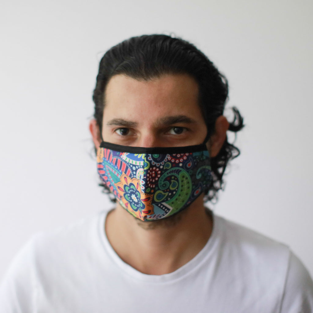 Reusable Fashion Face Covering - Funky Swirls Print – view 2