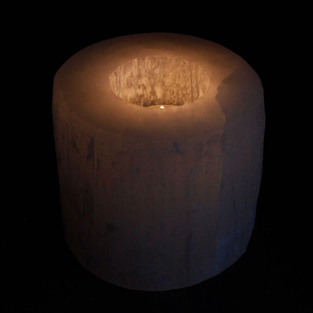 Selenite Cylinder Candle Holder - 8 cm – view 2