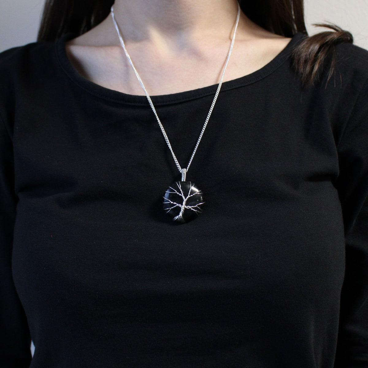 Tree of Life Black Onyx Gemstone Necklace – view 4