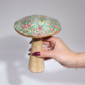 Pretty Floral Enamelled Mushroom Ornament - Medium 15cm