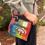 Hemp Embroidery Mushroom Party Bag - Orange Mushrooms – view 2