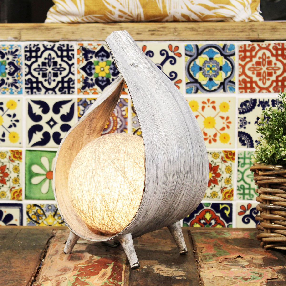 Natural Coconut Lamp - Greywash Wrapover – view 3