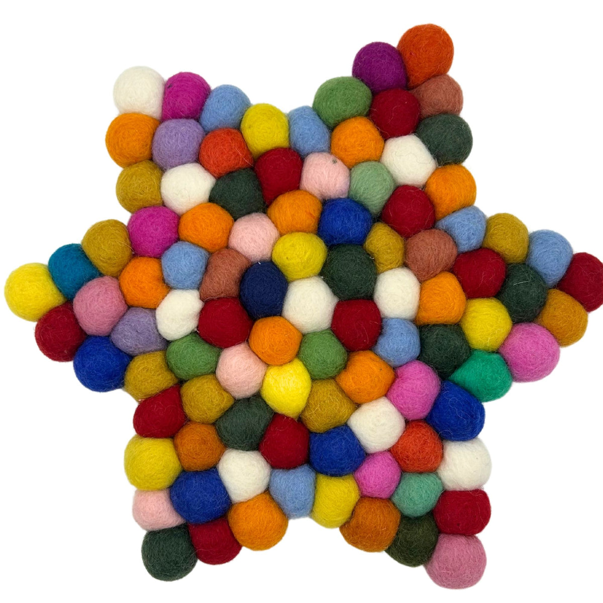 Star Shaped Felt Centre Mat 27cm Bright Multi Colour – view 3