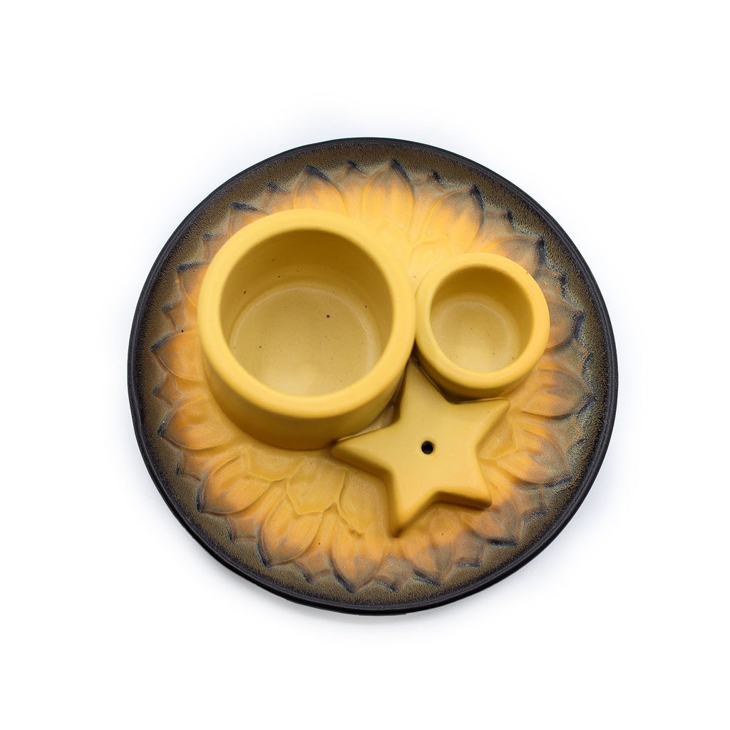 Ceramic Palo Santo & Smudge Holder, Mandala, Sand & Grey – view 2