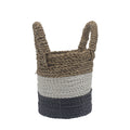 Seagrass Basket Set, 3 Pieces - Dark Grey, White, Natural