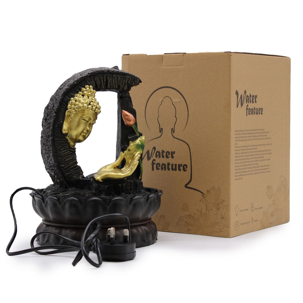 Golden Buddha and Lotus Tabletop Water Feature, 30 cm – view 3