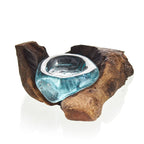 Molten Glass Flat Candle Holder on Wood – view 9
