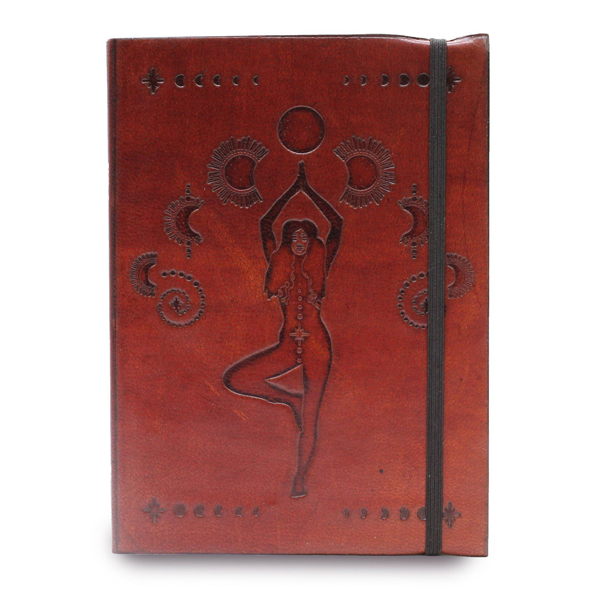 Small Vegetable Tanned Leather Notebook with Strap – Cosmic Goddess – view 2