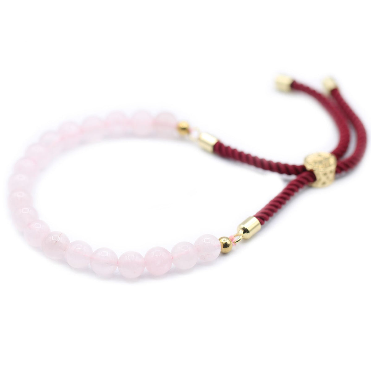 Rose Quartz Gemstone Bracelet, Gold-Plated Sliding Toggle