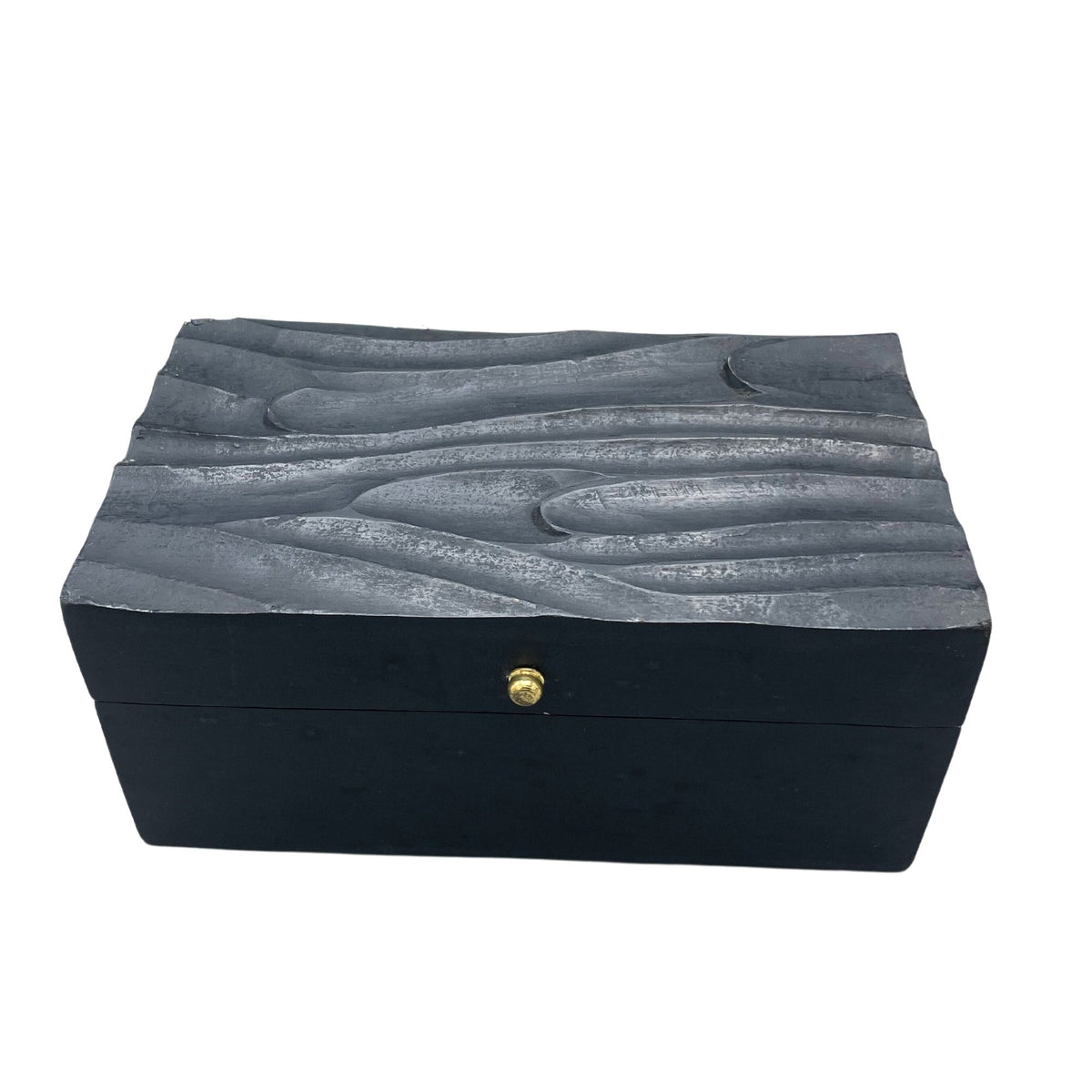 Vintage Deco Wooden Storage Box - Black Swirls, 22 x 12 cm