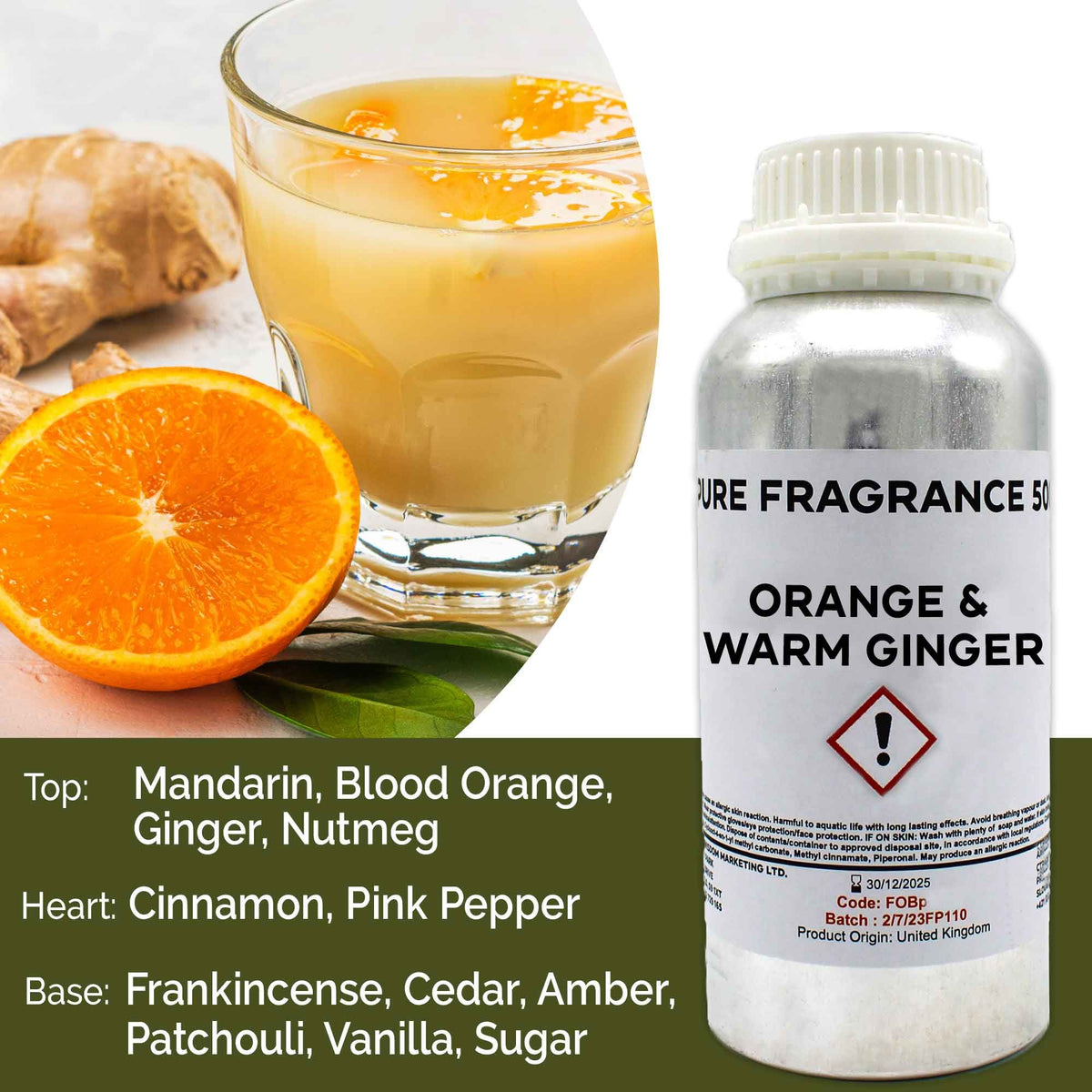 Orange & Warm Ginger Pure Fragrance Oil - 500ml – view 7
