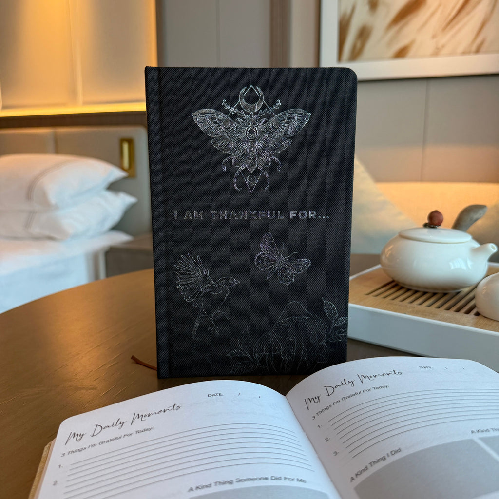 Black Gratitude Journal with Silver Lining, 120 Pages