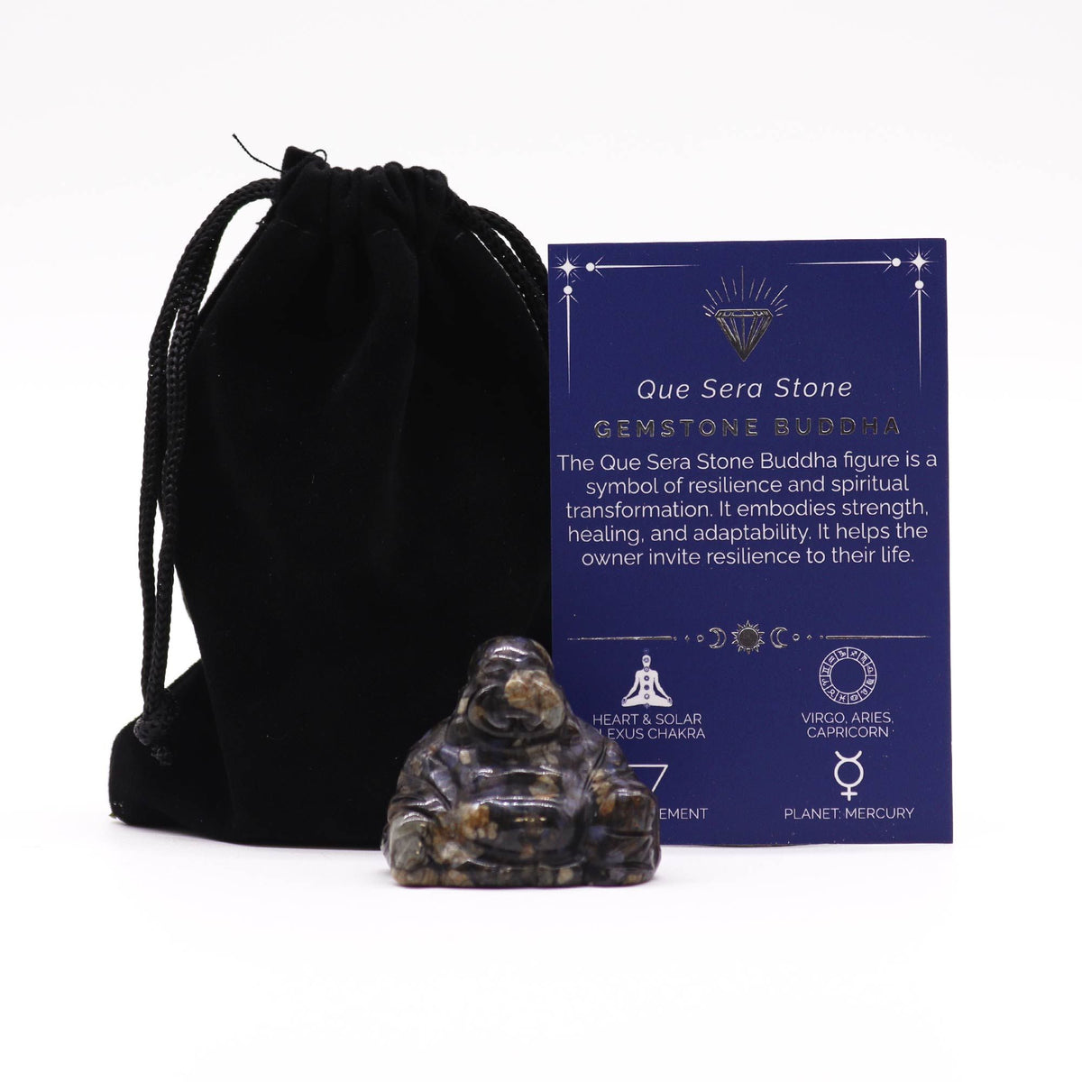 Small Gemstone Buddha Figure - Que Sera Stone 3.5cm