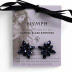 Nymph Jet Black Flower Glass Earrings – view 5