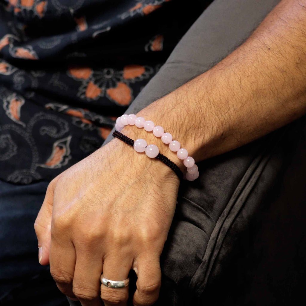 Rose Quartz Double Power Bracelet Set – view 2