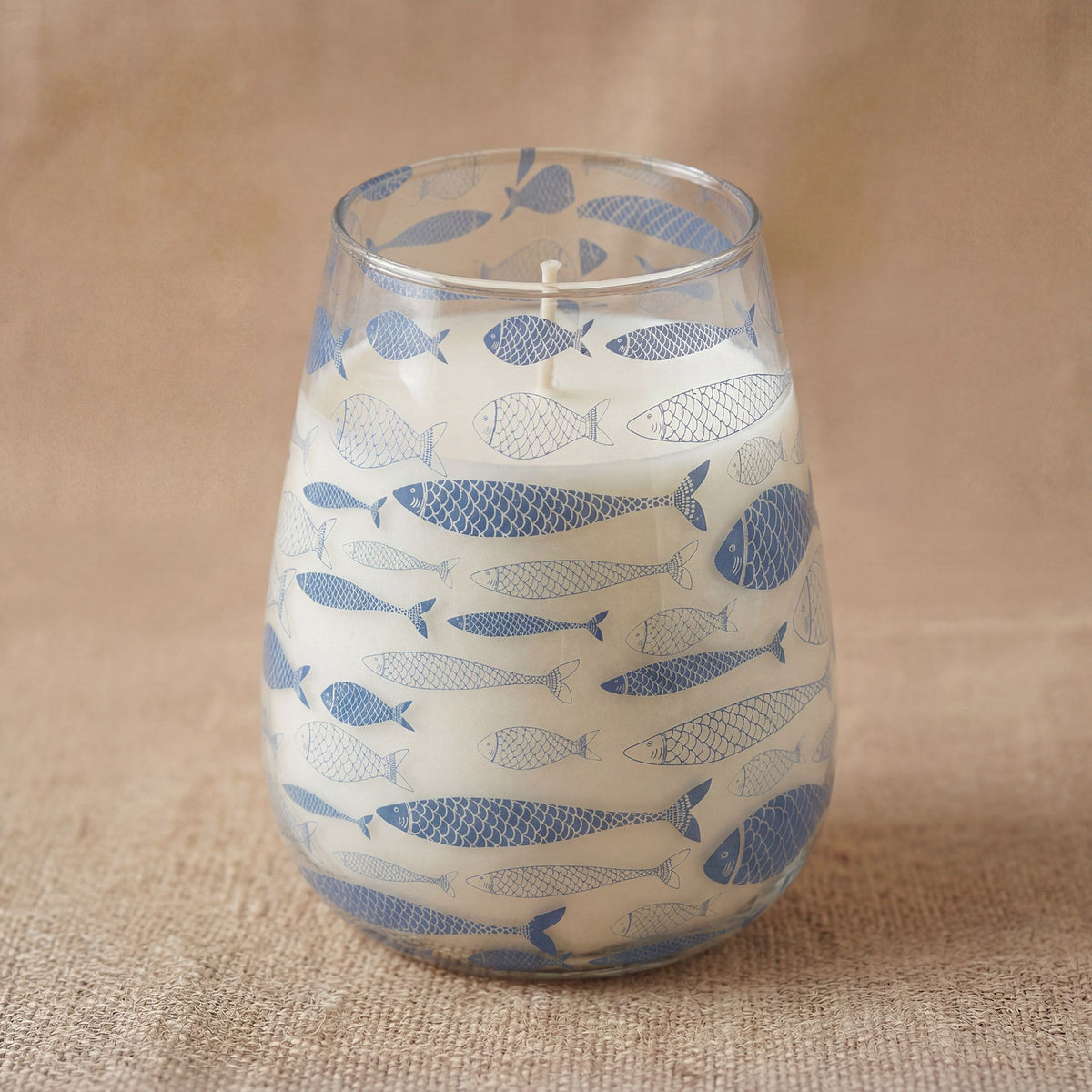 Tall Glass Jar Candle - Seabreeze Blue Fish – view 4